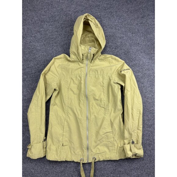 Columbia Jacket Womens Small Yellow Hooded Full Zip Lightweight Windbreaker - Picture 1 of 8